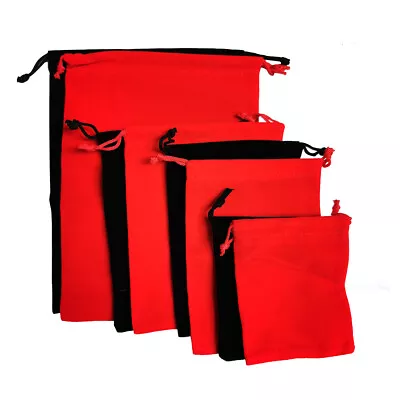 10 50 100pcs Black/Red Velvet Pouches Jewellery Drawstring Gift Bag Pouch • £44.99