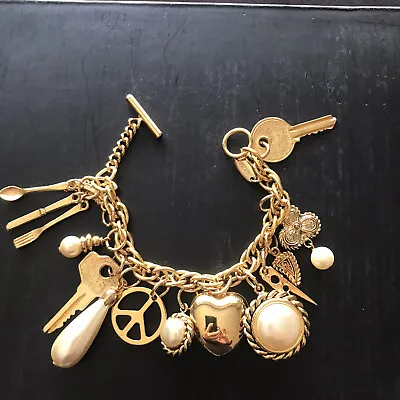 Moschino Rare Vintage Charm Bracelet Gold Filled Designer Signed Made In Italy • $255