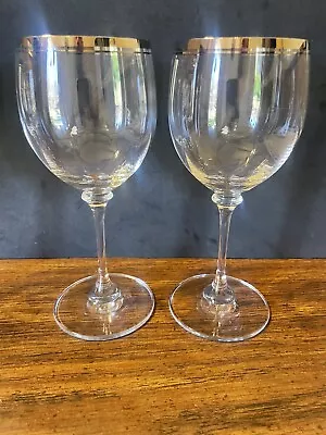 One Pair Of Mikasa Stephanie Platinum Rim Wine/water Glasses • $10.28