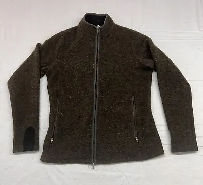 Ibex Women's Brown Merino Wool Jacket Full Zip Made In USA Size Large • $44.19