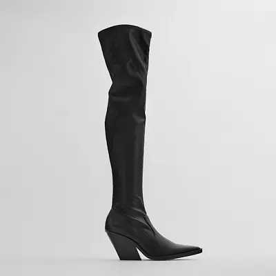 Womens Fall Winter Knight Sexy Pointed Toe Thick Heels Black Over The Knee Boots • $98.55