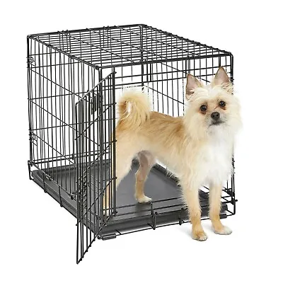 $29 • Buy Single Door Dog Crate Folding Metal Kennel With Tray, Black, MULTIPLE SIZES