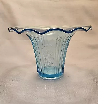 Hocking Glass Mayfair Open Rose Blue Sweet Pea Vase • $55