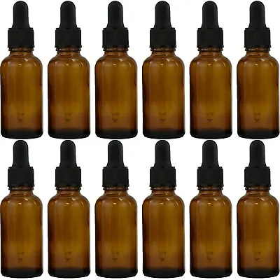 £14.98 • Buy 30ml Glass Dropper Bottles | 12 PACK | Amber Pipette Eye Drops Oils Serum Empty