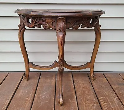 Vintage Carved Wood Half Moon Side Table • $169.99