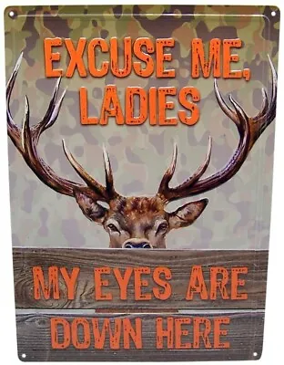 Excuse Me Ladies My Eyes Are Down Here Metal Novelty Sign • $9.25