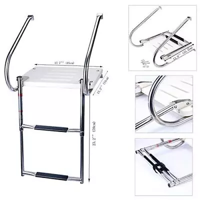 2 Step Inboard Platform Boat Ladder Inboard Stainless Boat Swim Ladder • $119.99