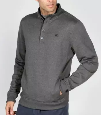 Travis Mathew Size Medium Wall Cotton Button Up Pullover Sweater Gray $120 NEW • $24.97