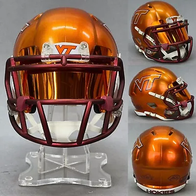 Virginia Tech Hokies Orange Candy  Custom Riddell Speed Football Mini Helmet • $79.99