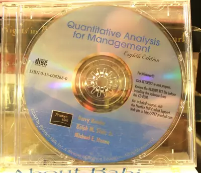 Quantitative Analysis For Management Student CD-ROM ONLY Eighth Edition • $1.99