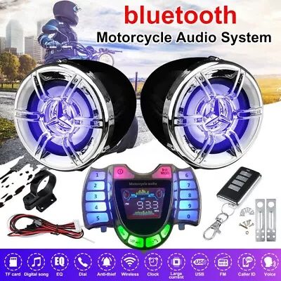 Motorcycle Stereo Speakers Wireless Bluetooth MP3 Player FM Audio For Motor  • $26.99