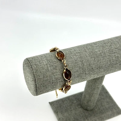 $16.95 • Buy VTG Sarah Coventry Bracelet Orange Brown Faceted Bezel Set  Golden Autumn  1968