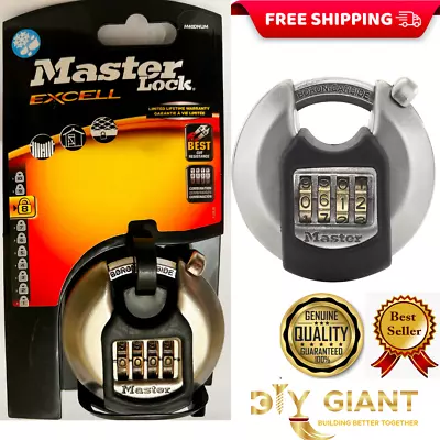 MASTER LOCK Heavy Duty 70mm Combination Disc Padlock  Stainless Steel Cut Proof • £16.99