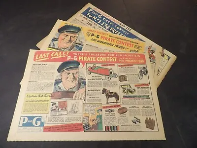 P&G Naptha Soap Ads - 1930s - 3 Half-Sized Sundays - Pirate & Circus Contests • $6