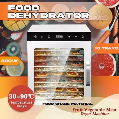 PRO 10 Trays Food Dehydrators Fruit Dehydrator Commercial Beef Jerky Dryer AU • $189.90