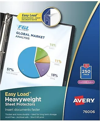 Avery Premium Heavyweight Sheet Protectors Clear 250 Count Easy Load • $27.95