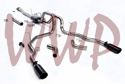 Dual Stainless CatBack Exhaust Kit /w Black Tips 09-14 Ford F150 4.6L/5.0L/5.4L • $379.95