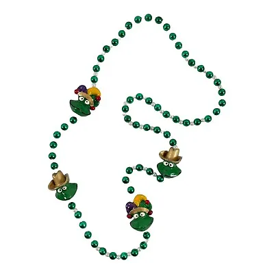 Vintage Mardi Gras Beads Necklace Jester Cowboy Green Frogs Charms New Orleans • $11.78