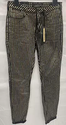 Maison Scotch Scotch & Soda Stardust 77 Women's Black/Gold High Rise Pant Sz 26 • $34.08