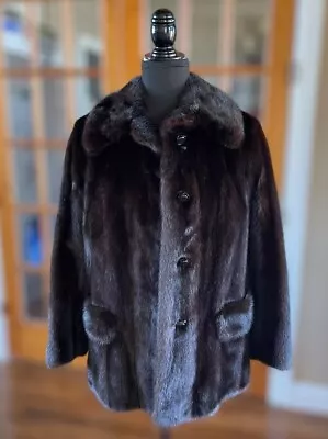 8/10 MINT Genuine Mahogany Mink Fur Button Front Jacket M. Jacques Furs Real Fur • $550