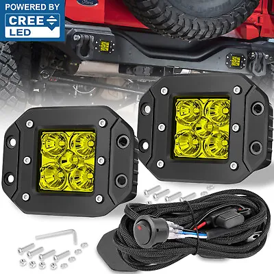 2X 5  Flush Mount Cree LED Work Light Spot Pods Driving Reverse OffRoad + Wiring • $38.99