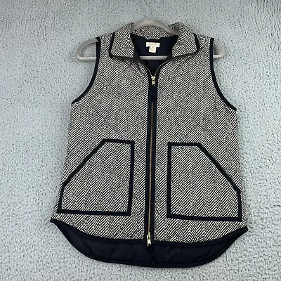 J. Crew Vest Womens XS Gray Black Quilted Full Zip Pockets • $18.71