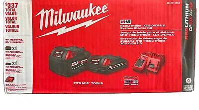 Milwaukee M18 2 Pack XC5.0 Ah Starter Kit Battery Charger 48-59-1852B - New! • $124.99