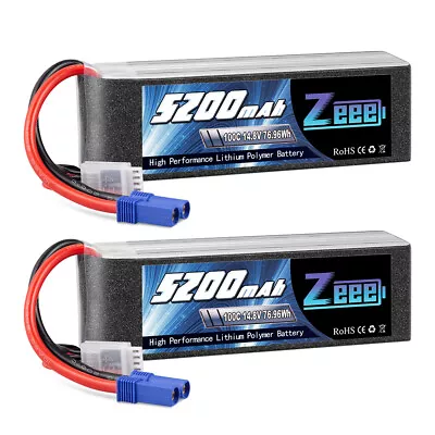 2x Zeee 4S LiPo Battery 5200mAh 100C 14.8V EC5 For RC Helicopter Car Truck Boat • $135.99