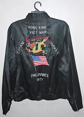 VINTAGE 70's 1971 DRAGON EMBROIDERY SOUVENIR TOUR JACKET VIETNAM JAPAN WAR • $999.99