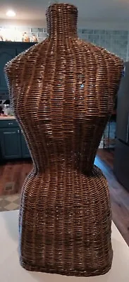 Vintage Rattan/Wicker Dress Form Woman Mannequin  • $195