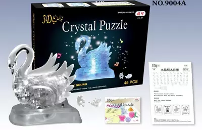Creative 3D Crystal Swan Puzzle LED Light Decoration 45 Pieces Building Blocks • £19.95