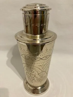 £375 • Buy A Magnificent Art Deco Hand Engraved  Silver Plated Cocktail Shaker Circa 1920s.