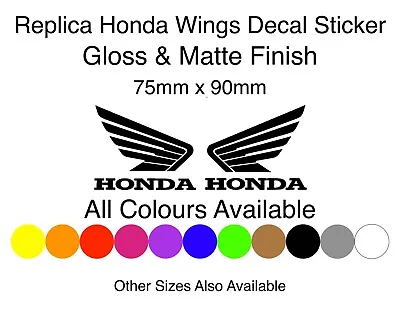 Honda Wings Replica Tank Fairing Decal Sticker Pair 75mm X 90mm  • £5