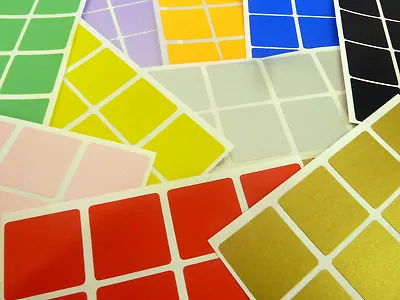 26mm (1 Inch) Square Coloured Plain Sticky Labels Stickers Mixed Colours • £2.50