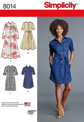 Simplicity Ladies Sewing Pattern 8014 Button Up Shirt Dresses In 4 Styles (Si... • £13