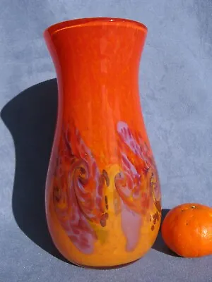 Vasart Strathearn Vintage Art Glass Rare Orange Vase Crieff Scotland • £285