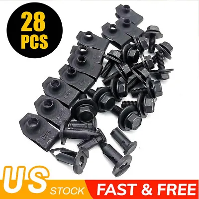 28pc Car Engine Splash Shield Bumper Hardware Kit Body Bolt Screw Nut Clip Rivet • $11.99