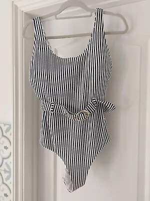 New With Tags 50s Style Swimsuit. F&F Size 16 Belted Stripe • £15