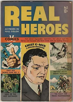 Real Heroes #2 Parents Institute Golden Age Comic Book 1941 J Edgar Hoover VG/F • $17.15