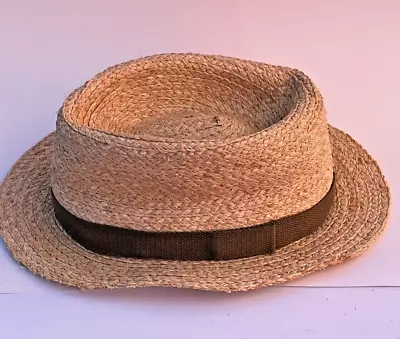 Scala Trilby Style Straw Hat Large/X-Large Natural Raffia Men's Sun Protection • $19.99