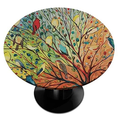 $43.25 • Buy Spring Bird Round Fitted Tablecloth With Elastic Edge Birds Tree Table Cover ...