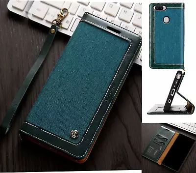 Oppo R15 Pro Wallet Case Denim Leather Combined Style Lanyard • $9.50