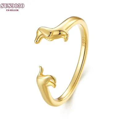 Women 925 Sterling Silver Dachshund Dog Ring Fashion Jewelry • $12.80