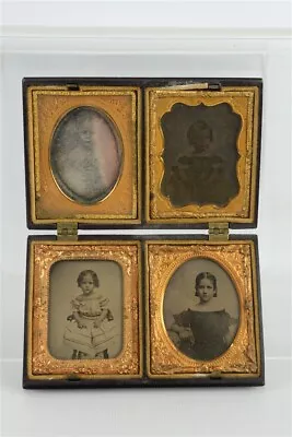Antique Victorian Photos Girls Children 1/9th Union Case Ambrotype Daguerreotype • $285