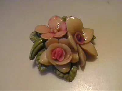 Vintage 1950's Celluloid Plastic Floral Flower Bouquet Pin  • $18.50