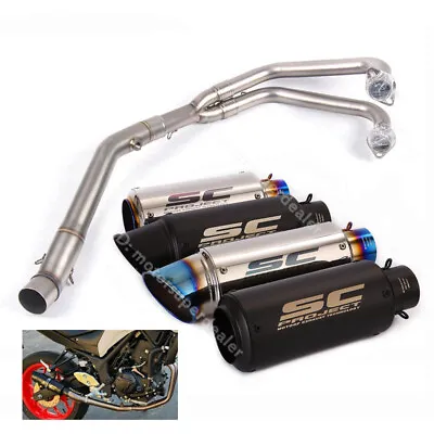 For Yamaha YZF R3 2015-2023 MT-03 Whole System Black Muffler Exhaust Header Pipe • $196.99