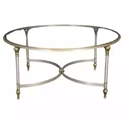 Vintage Regency Style Brass And Metal Glass Top Coffee Table • $1050