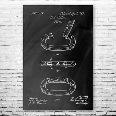 Carabiner Patent Poster Print 12 SIZES Bouldering Gifts Gym Decor Climbing Gifts • $14.95