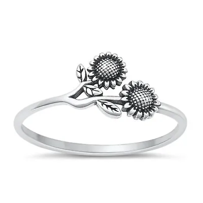 Sunflower Nature Fashion Ring .925 Sterling Silver NEW Size 4 To 10 NEW • $12.95