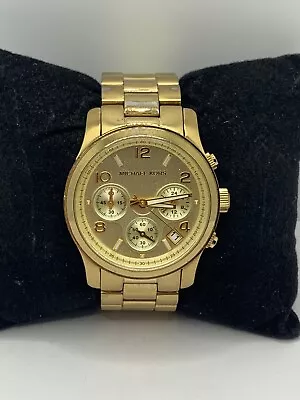 Michael Kors MK5055 Unisex Gold Stainless Steel Analog Dial Quartz Watch NA13 • $59.99